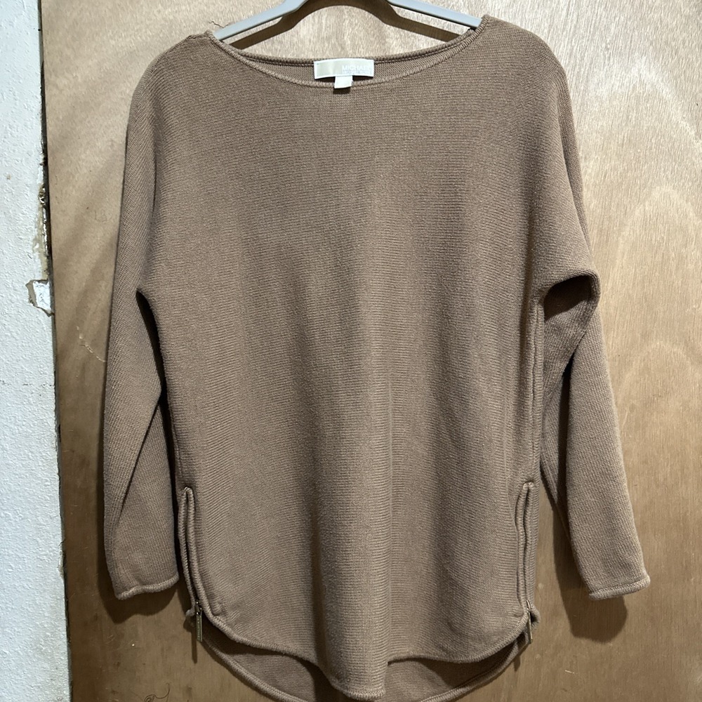 Michael Kors Brown Sweater Medium Zipper on side